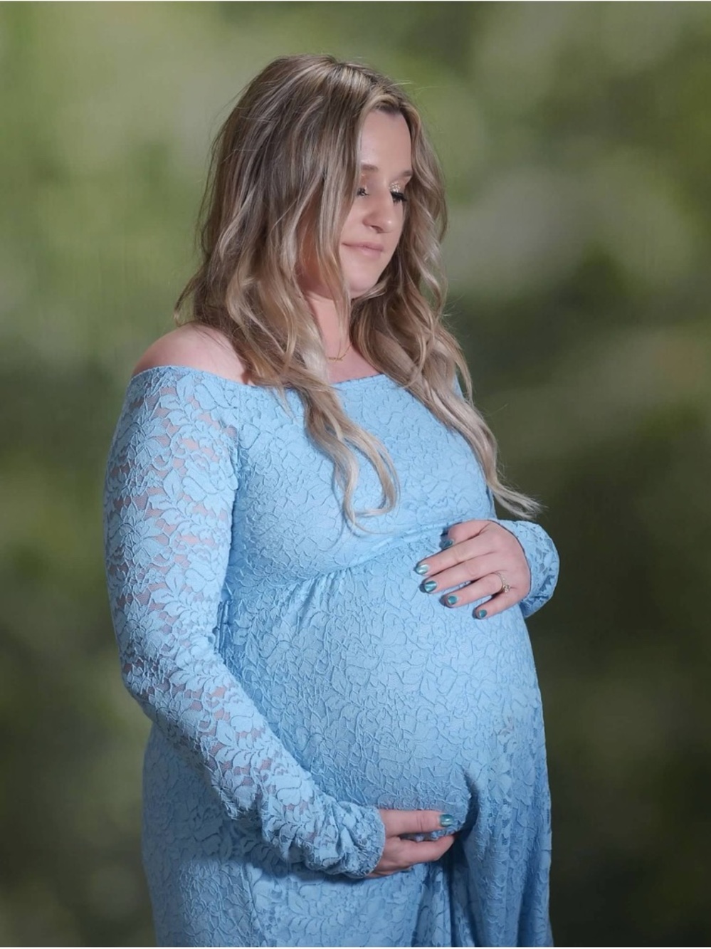 Pinkblush Light Blue Lace Long Sleeve Maxi Dress